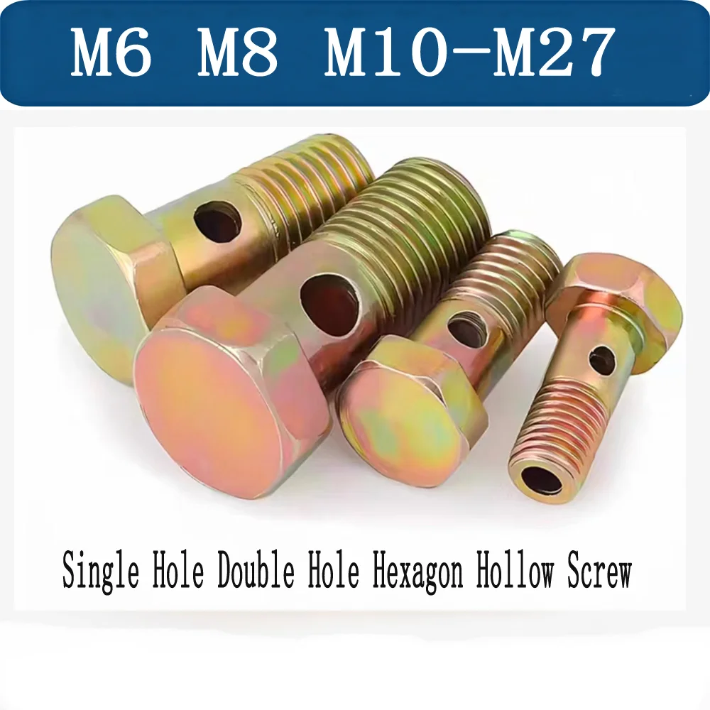 M6M8M10-M27 Single Hole Double Hole Hexagon Hollow Screw/Diesel Engine Bolt/Oil Return Pipe Hinge Joint Hydraulic Overflow Bolt