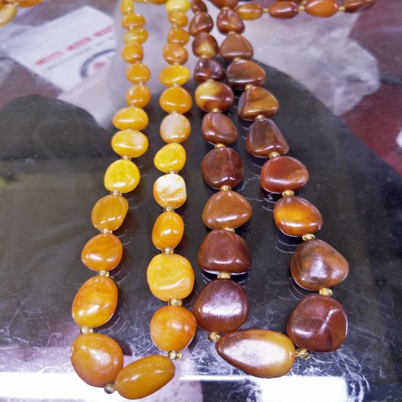 Natural Genuine Hetian Jade Burnt Color Rough Stone Necklace