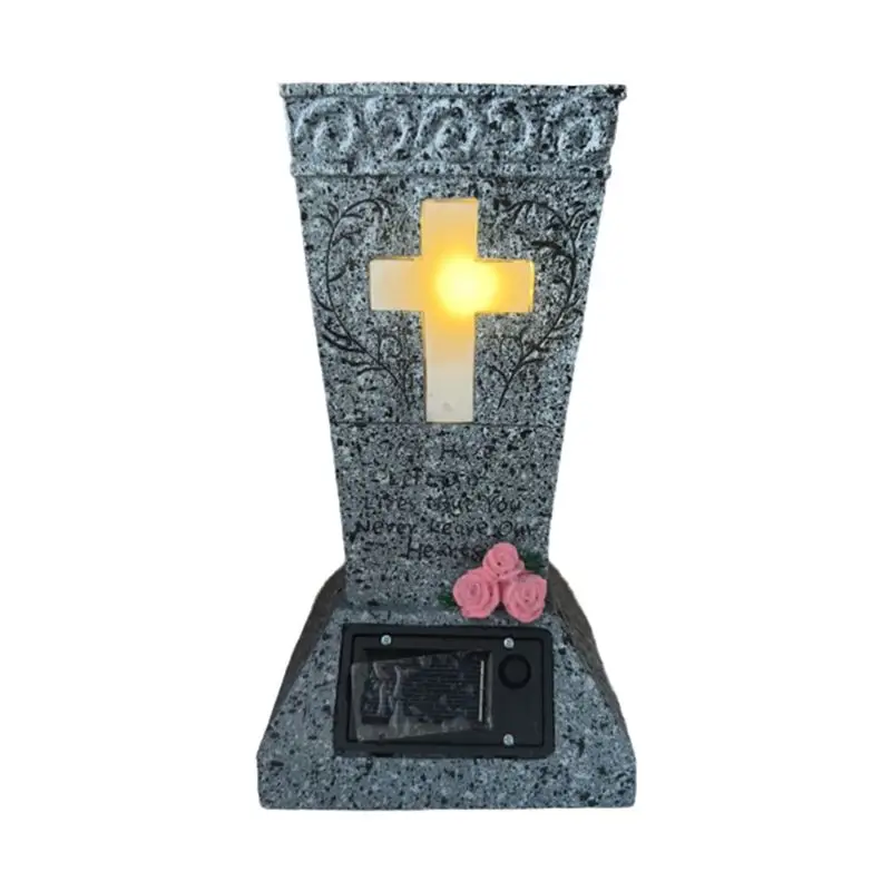 A93E-Crosses Graveyard Flower Pot, Cemetery Vase, Memorial Flower Stand With Spiked Tombstone, Flower Pot Display