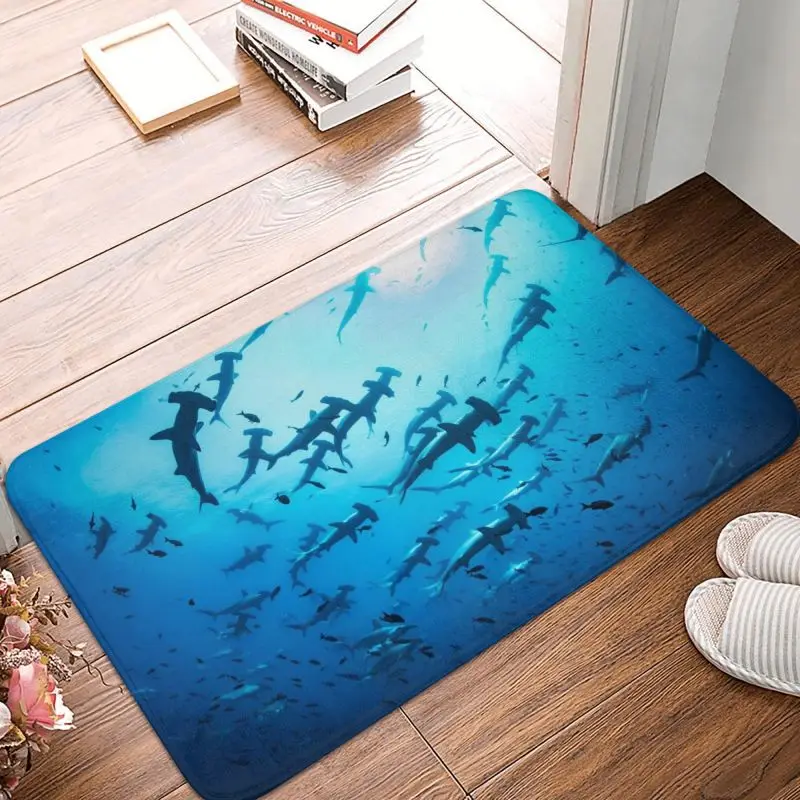 Коврик для передней двери с океанскими животными и акулами на заказ, противоскользящий уличный быстросохнущий коврик для кухни, спальни, входной ковер, ковер