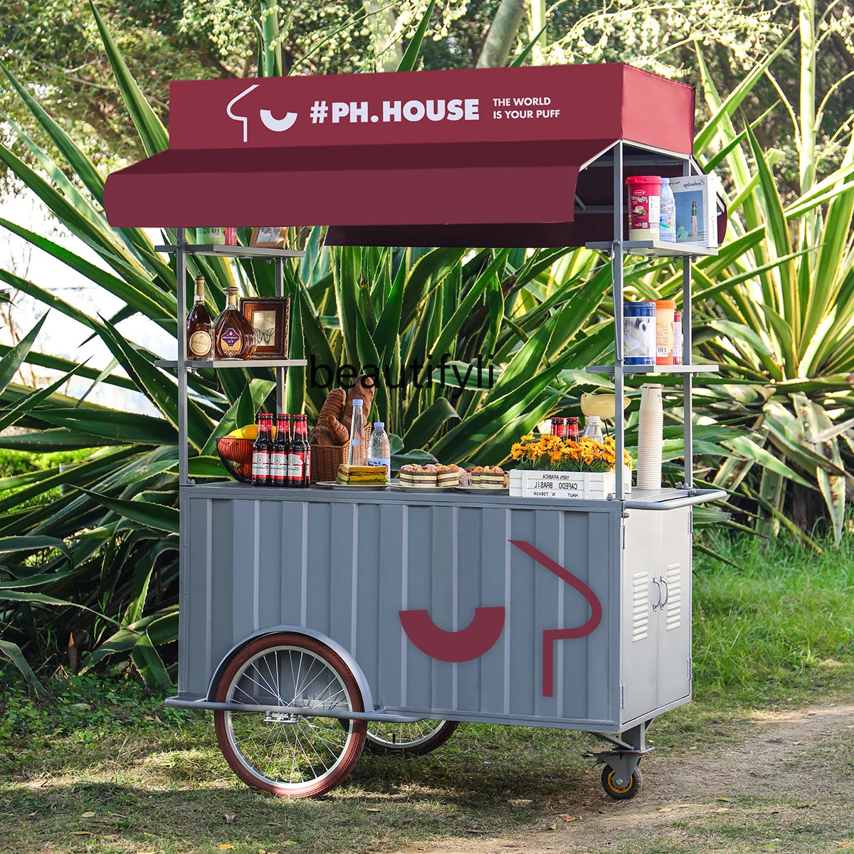 Creative stall trolley Movable snack cart Selling display cart in scenic spots Supermarket, cold drink cart