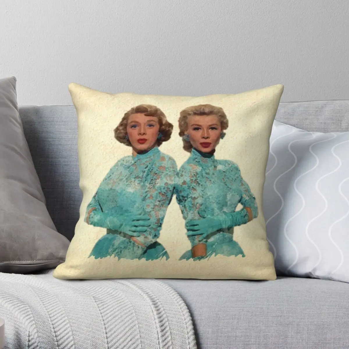 Rosemary Clooney Sisters Square Pillowcase Polyester Linen Velvet Pattern Zip Decorative Throw Pillow Case Home Cushion Cover