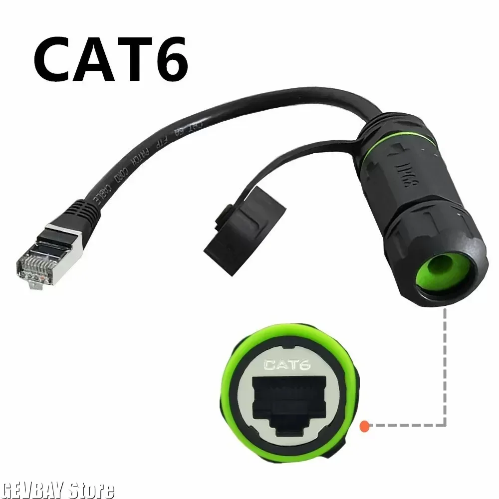 IP68 8P8C CAT6 Waterproof and Dustproof RJ45 Ethernet Port M-F with Shielded Signal Aviation Plug Connector RJ45 Network Head