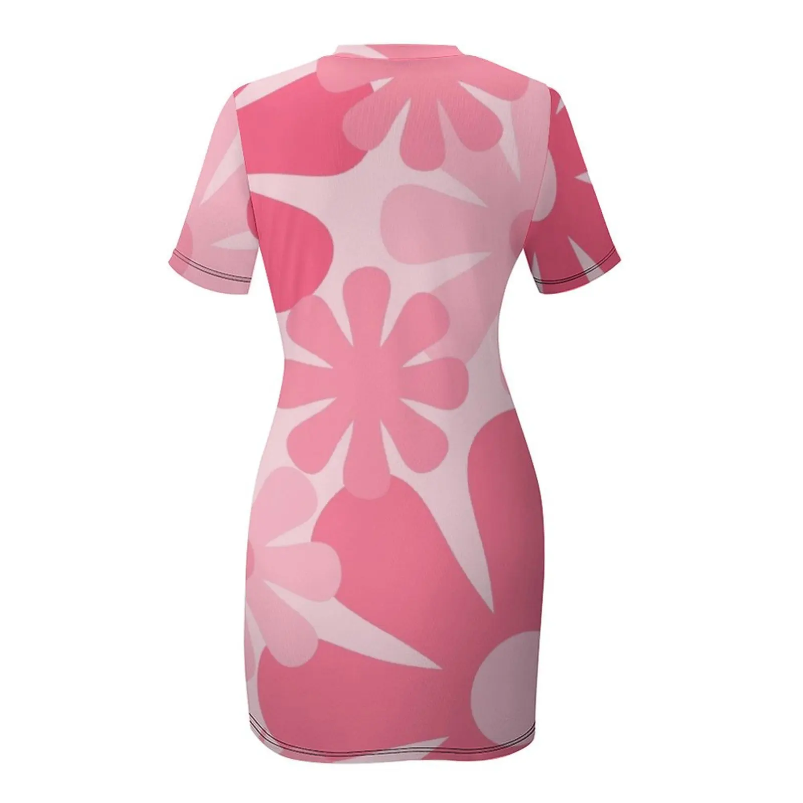 Retro 60S 70S Bloemen-Vintage Stijl Bloemenpatroon Roze Korte Mouwen Jurk Fee Jurk Jurk Vrouwen Elegante Luxe