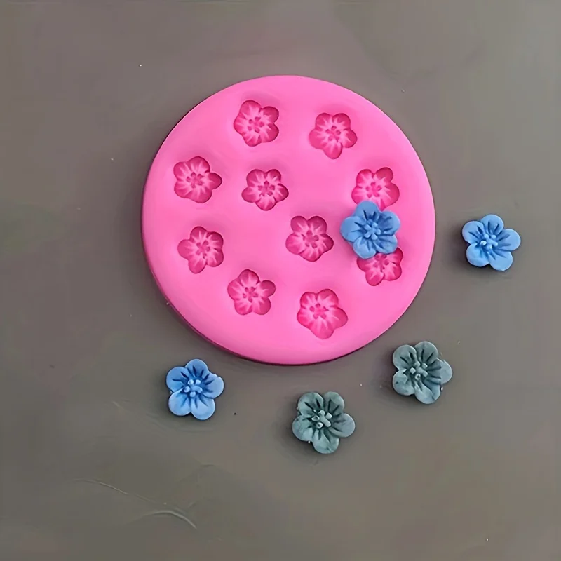 2pcs Mini Peach Blossom Silicone Mold for Fondant, Cake Border Decoration, Baking, Chocolate, Clay, and DIY Crafts