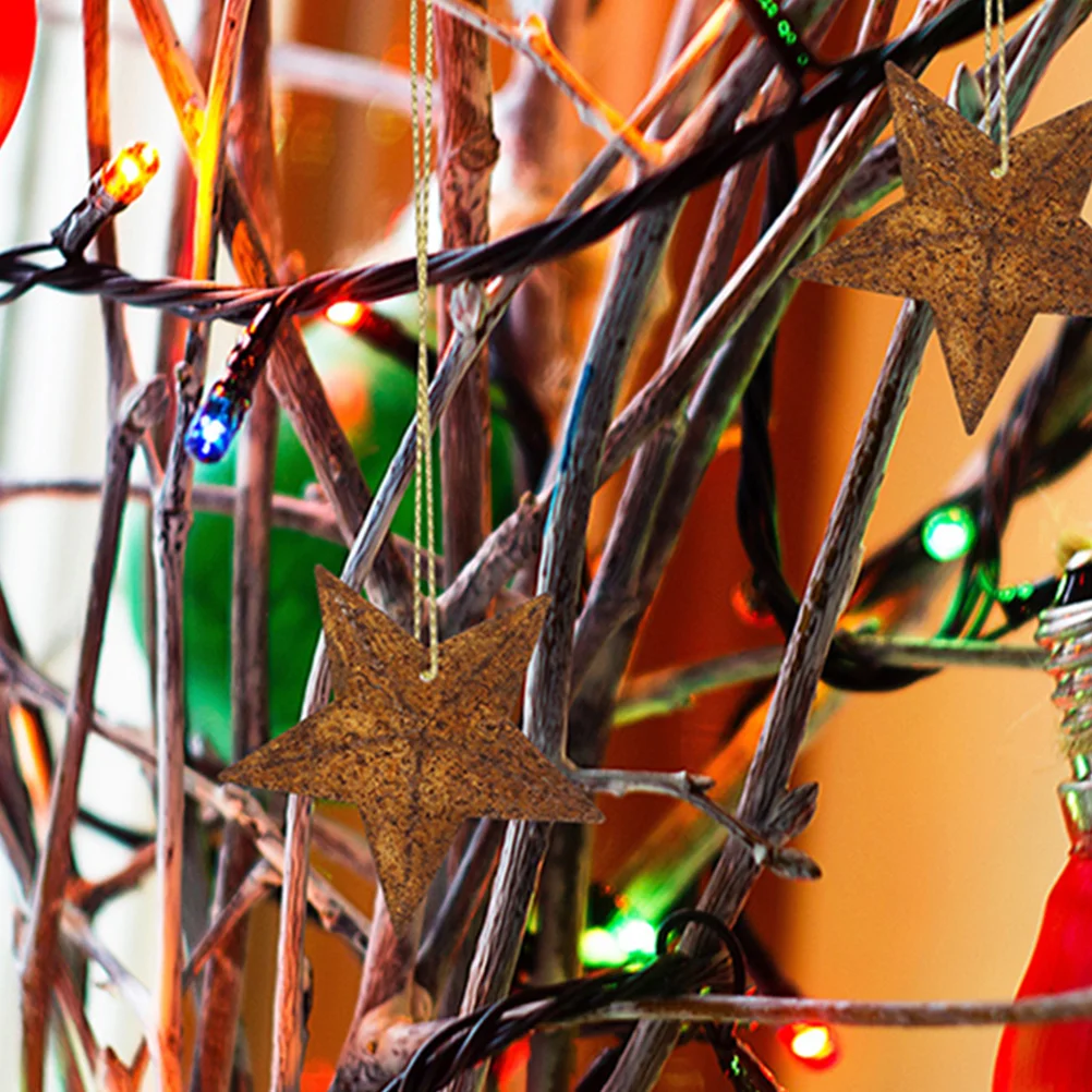 

20 Pcs Top Hat Rusty Pentagram Child Felt Christmas Tree for Kids Wall Iron Bulk Ornaments Decorative Star Prop