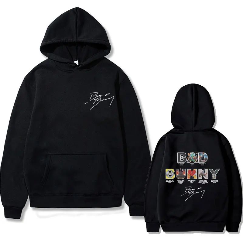Rapper Bad Bunny Álbum de Música Capa Padrão Moletom Com Capuz Masculino e Feminino Hip-Hop Moletom Com Capuz Masculino Casual