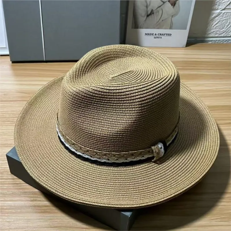 The new color-blocked and braided fashionable sunshade hat for women in wind is an outdoor