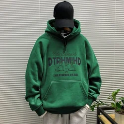 Men's Hooded Sweatshirt Cotton Printing Male Hoodie Green Y2k Clothes Welcome Deal Tops Simple Vintage Novelty and Loose New In