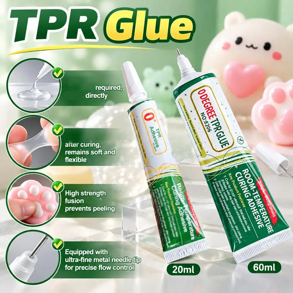 20/60ml TPR Glue Specialized Transparent Toys Adhesive,Room Temperature Curing Adhesive for Stress Ball Repairs,DIY Handcraft