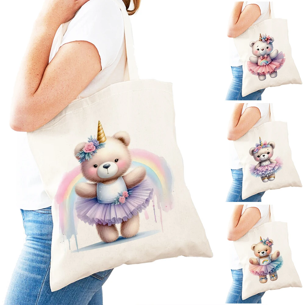 

Fashion Unicorn Teddy Girl Daily use Bags Ballet Bear Women Shopping Shoulder Handbag Cute Ballerina Lady Casual Shopper Bag