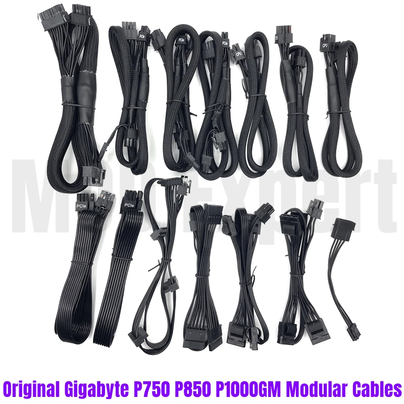 GIGABYTE-Cable Modular Original para P750GM, P850GM, P1000GM, PSU, GPU, PCIe, 8 pines, 6 + 2 pines, CPU 4 + 4 pines, SATA Molex IDE 4 pines, ATX 24 pines