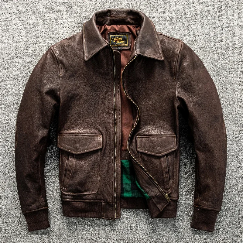 

DINADD G1 flight suit mixed with goat leather and leather jacket for men, short and slim fit, autumn and winter jacket trend