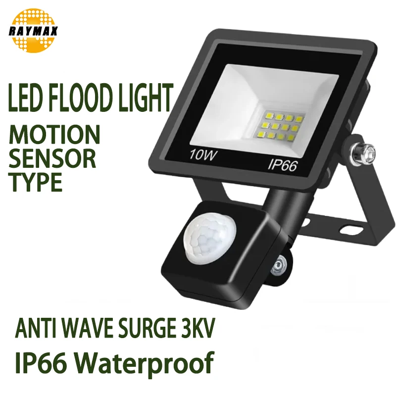 

LED PIR Motion Sensor Floodlight For 1PCS Outdoors Wall 220V White 10W IP66 Waterproof Lamps Garden LED Spotlight