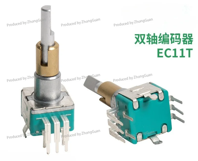 EC11T Dual-axis Rotary Encoder with Push Switch 15 Pulses 30-bit Dual Multi-turn