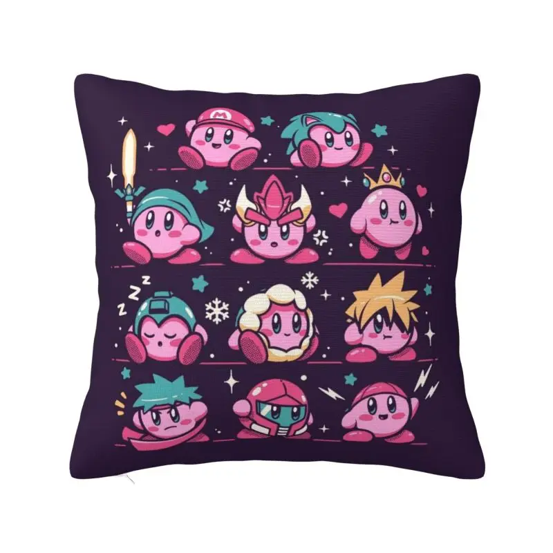 Custom Nordic Kirbys Cartoon Game Cushion Cover for Sofa Velvet Pillow Case