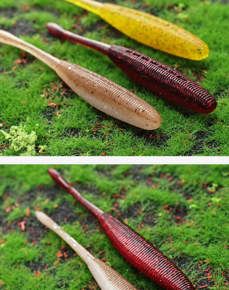 Weiche Köder 3/3,5/4,5 Zoll mit Salzigem Garnelenduft, Sinkende Plastik-Schwimmwürmer für Texas Wacky Rig, Süß- und Salzwasser-Barsch-Angeln – Detail 11