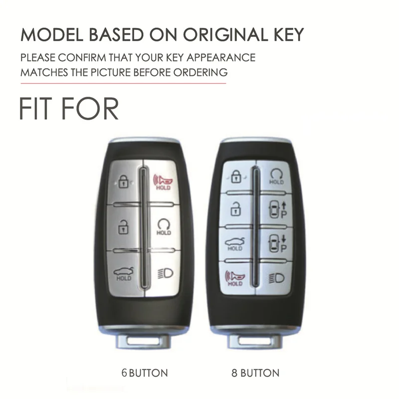 Luxury Car Key Case Cover Fob Protector Leather Keychain Holder Accessories for Hyundai Genesis 8 Button G80 Gv70 Gv80 Gv90 Bag