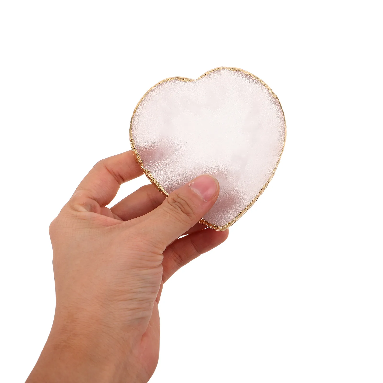 2Pcs Nail Art Palette Heart Shaped Resin Palette Gold Edge Mixing Plate Nail Paint Mixing Tray Display Board for Salon