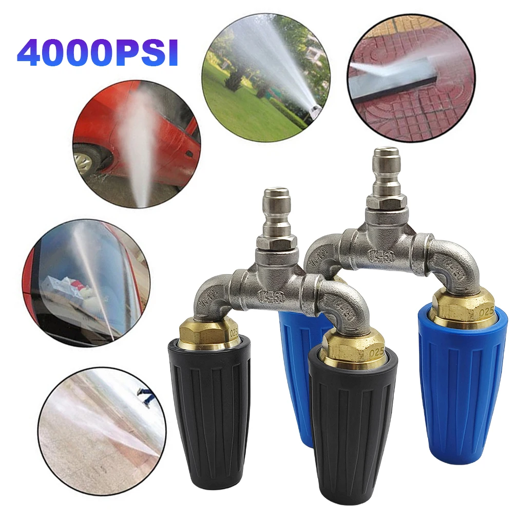 4000PSI High Pressure Washer Rotating Dual Turbo Nozzle Spray Tip1/4