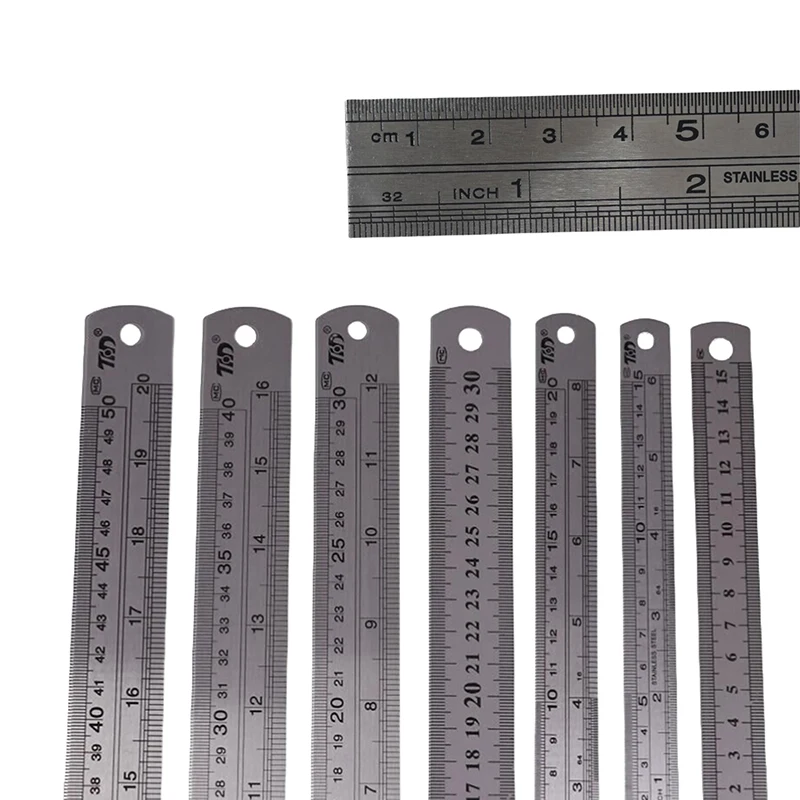 1PC 15/20/30/40/50CM Metal Rulers With High Precision Graduation Line Double-Sided Scale Stainless Steel Ruler