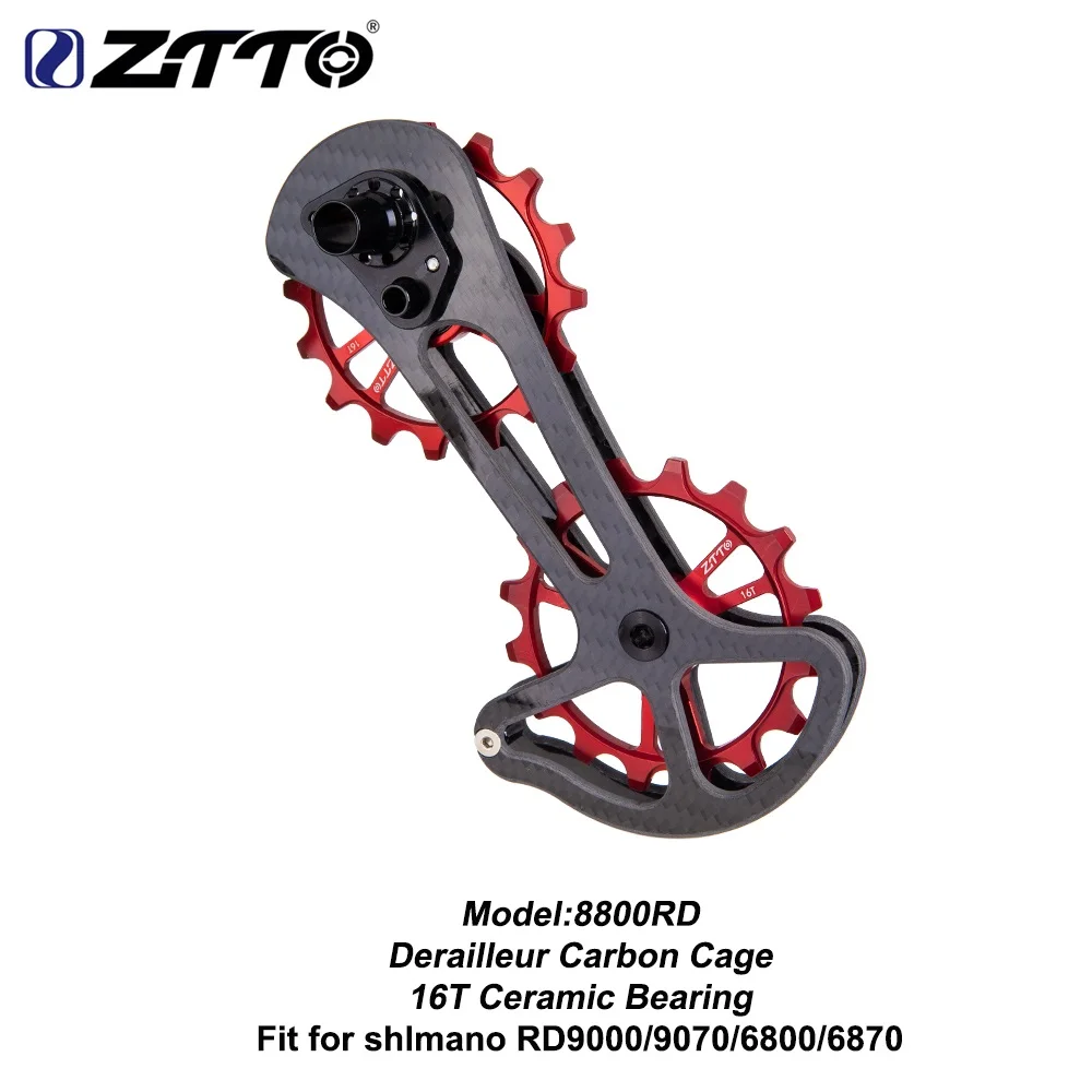 16T Bicycle Ceramic Bearing Carbon fiber Jockey Pulley Wheel Set  Rear Derailleurs Guide for Shimano 6800/6870/4600/9000/9070