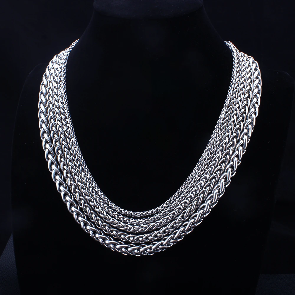 2-8mm (40-100cm) Full Size Stainless Steel Dragon Chain Necklace Fashion Punk Twist Chains Jewelry Gift for Men Women Wholesale