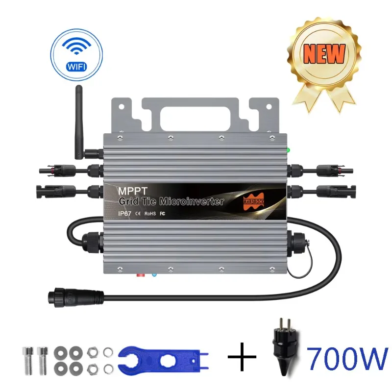 【Professional】700W Micro Solar Grid Tie Inverter 22-60V DC To AC 80-260V MPPT Build In WIFI Microinverter 2 × 350W Solar Inverte
