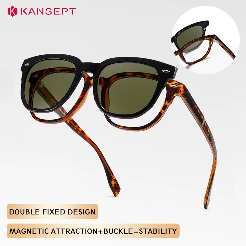 KANSEPT Prescription Glasses Man Style Square Magnetic Clip-on Eyepieces for Reading Glass Men Sunglasses Women Eyeglass Frames