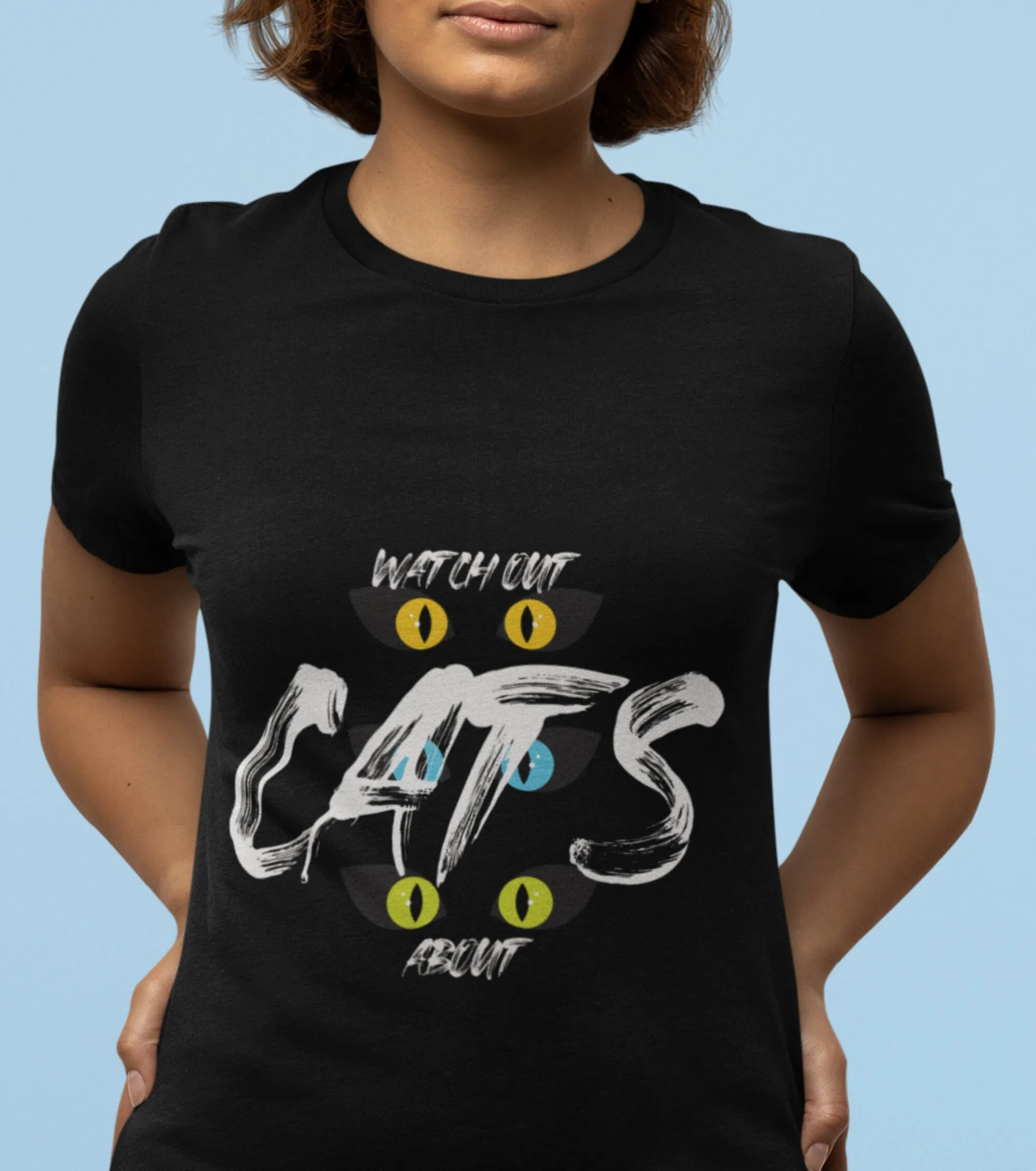 

Cat T Shirt watch out cats abouT lovers tee Funny kitten Animal eyes for mum or dad