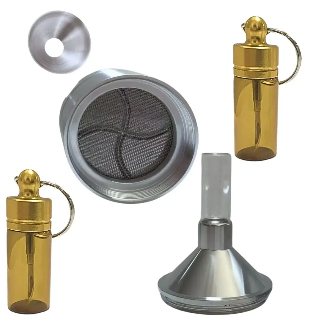 Molinillo manual de especias de aluminio, molinillo de polvo fino, embudo de boca ancha, frasco de metal, herramienta de cocina para moler especias