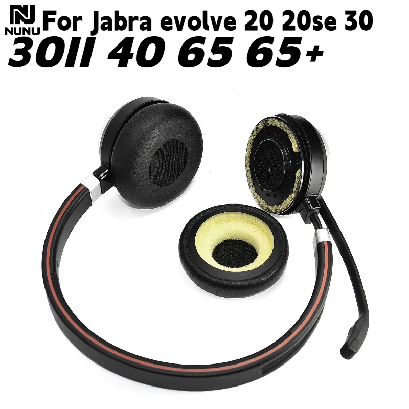 Replacement Football Mesh / Protein Leather Ear Pads for Jabra Evolve 20, 20SE, 30, 30II, 40, 65, 65+ Headphones Repair Parts