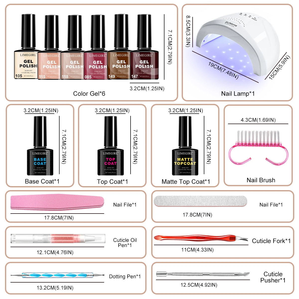 라이메걸 젤 네일 폴리쉬 세트 UV LED 네일 라이트 젤 네일 키트 세미 퍼머넌트 젤 바니쉬 전문 네일 폴리싱 아트 도구 세트