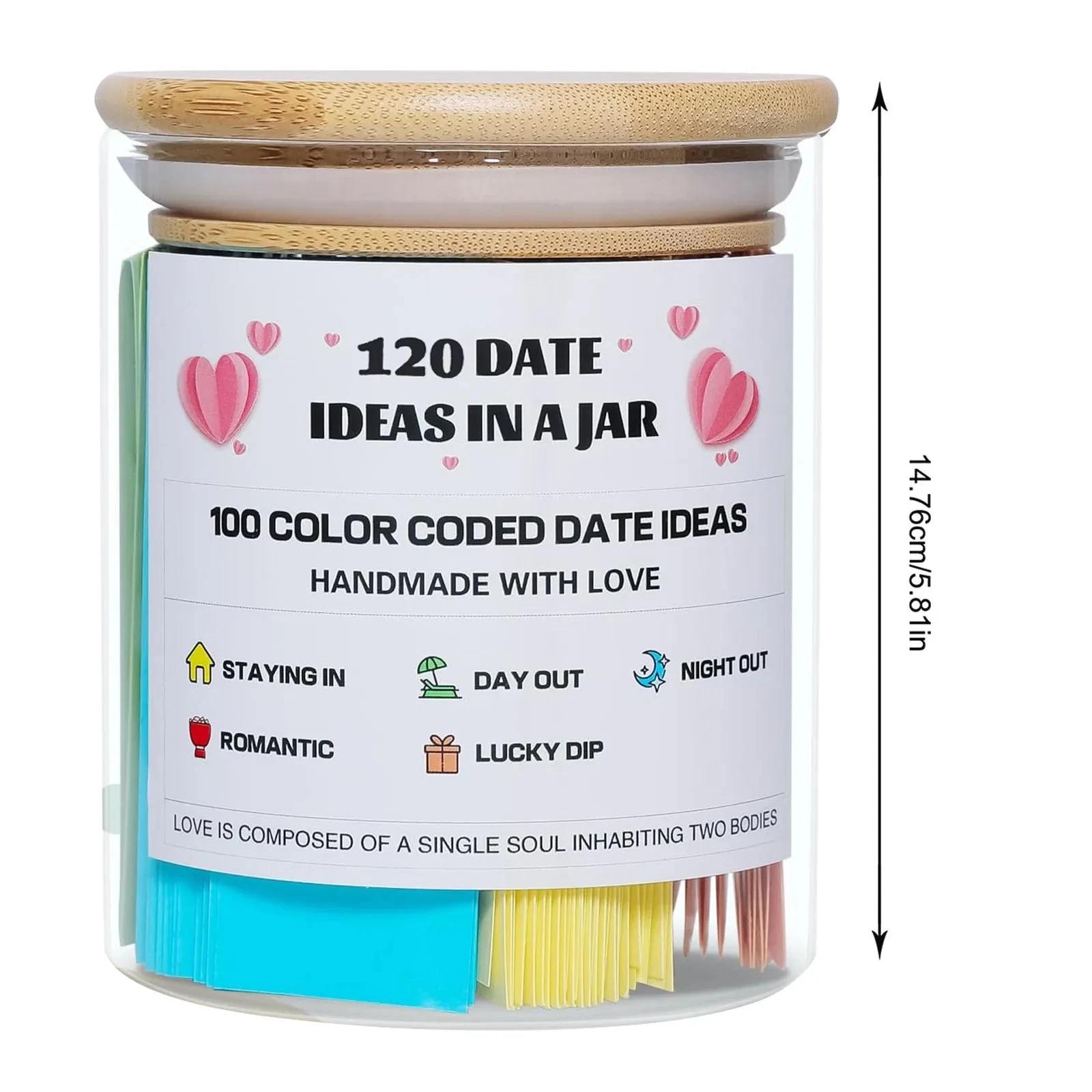 100 Date Ideas In A Jar Color Coded Date Ideas Budget-friendly Date Jar Anniversary Gifts Valentine\'s Day gift for couples