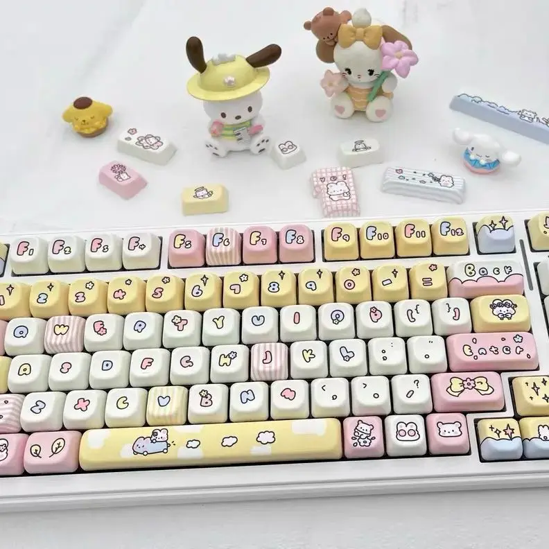 Imagem -04 - Personalizado Bonito Keycaps Praça Keycaps Sublimação Térmica Teclado Mecânico Alice 87 140 Chaves 2.25u Eco Presente