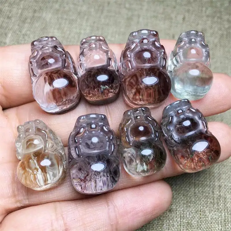 

5PCS Natural Color Garden Quartz Pixiu Mini Carvings Crystal Healing Stone Craft Figurine DIY Jewelry Gift 16-19mm