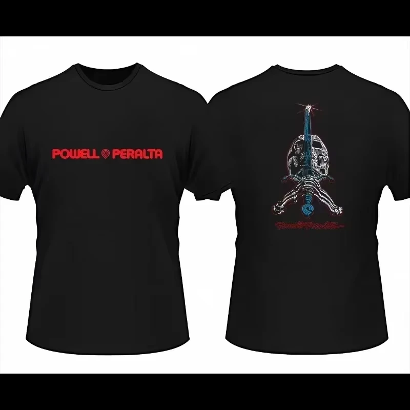Camiseta Powell con calavera para hombre, tabla de Skate deportiva Peralta, finales del mundo, estilo libre, estampado Harajuku, comodidad, novedad de 2025