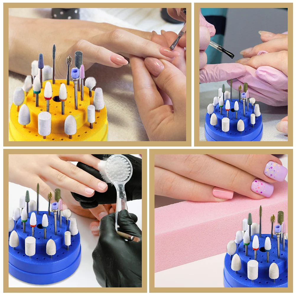

4pcs Holder 60 Holes Sturdy Pp Material Compact Design Transparent Lid For Accessories Bits Organizer Storage Container Nail