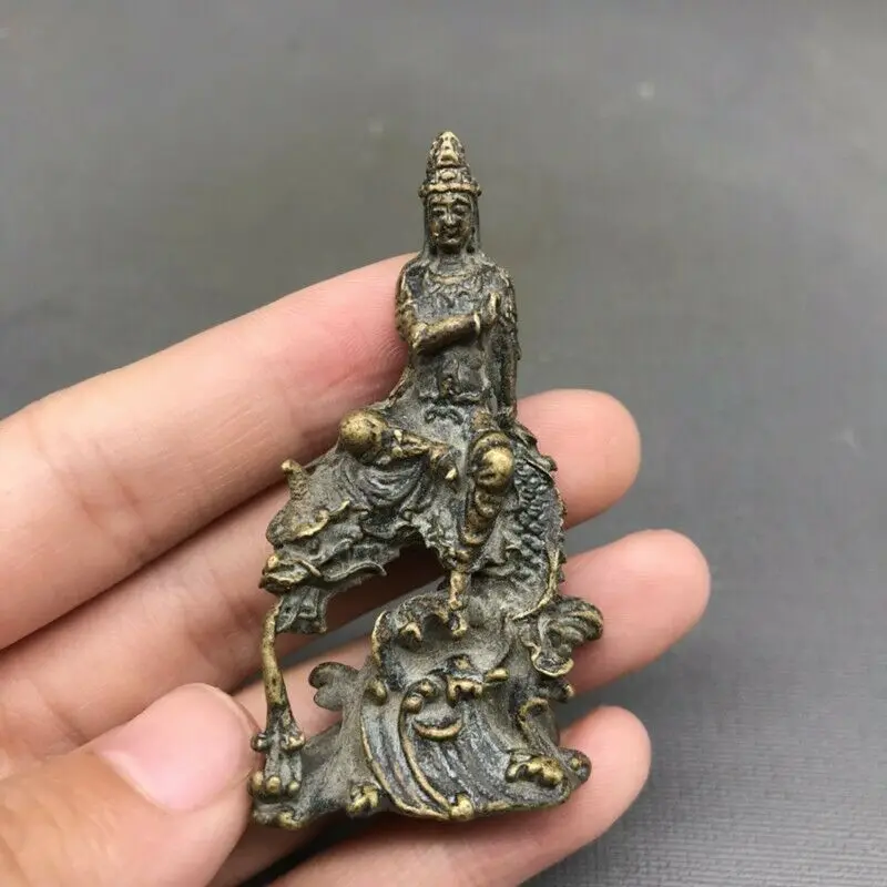 Exquisite Old Chinese Brass Copper Handmade Guanyin Buddha Statue