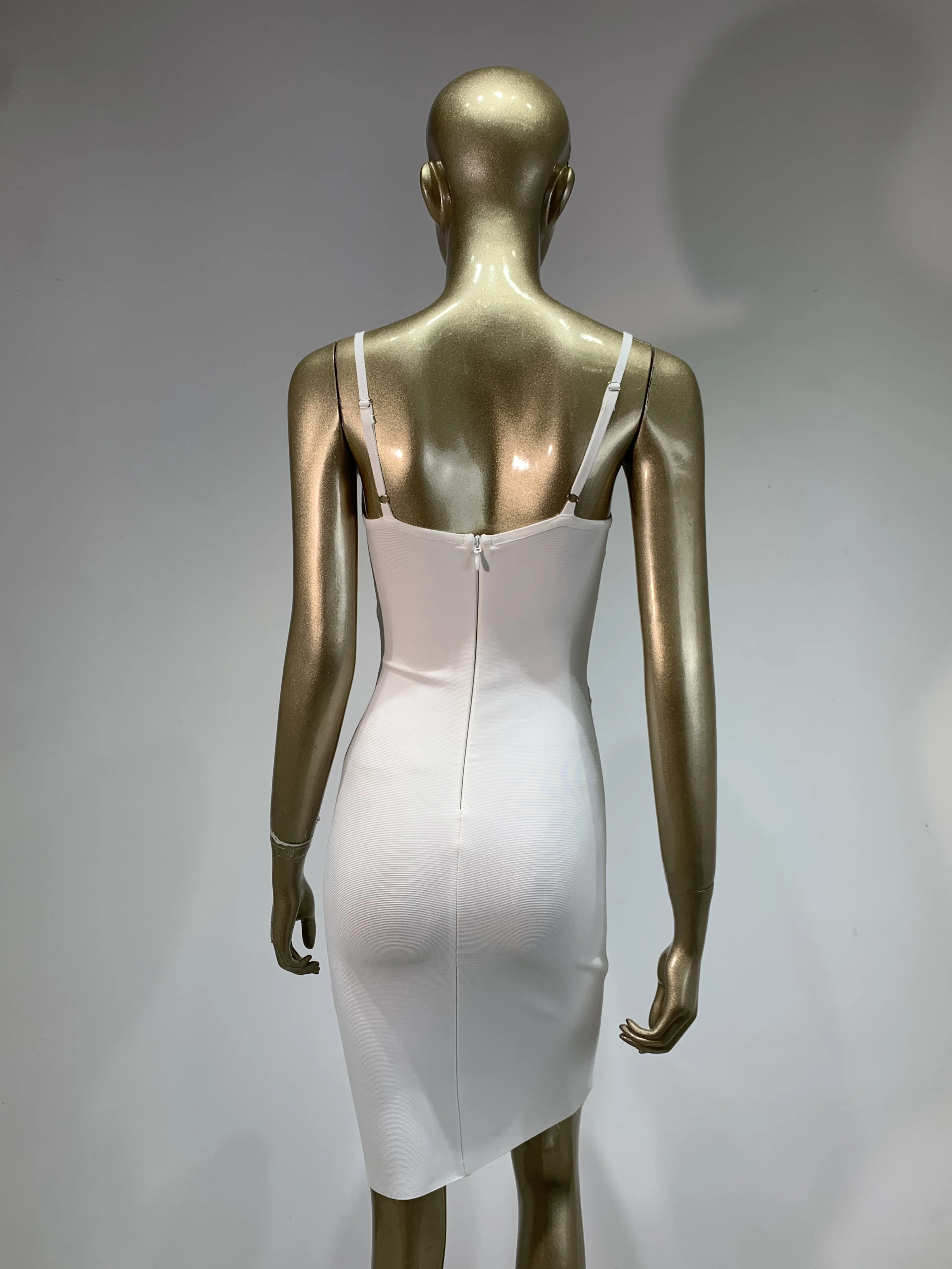 ผู้หญิงคนดังเซ็กซี่BacklessเพชรสีขาวมินิBodycon Bandage Dress 2025 Elegant Evening Club Partyชุด