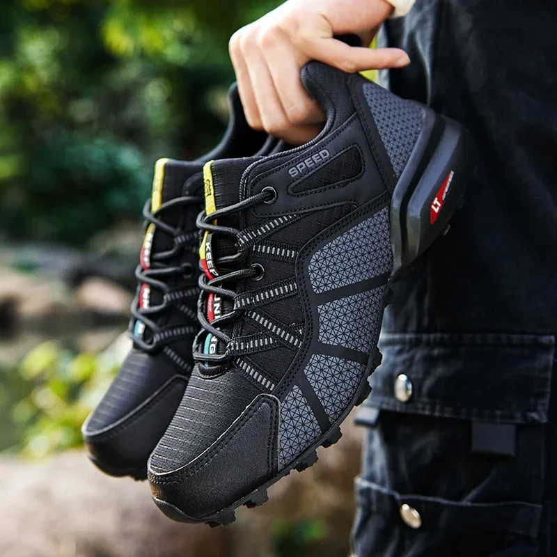 Men Hiking Shoes Outdoor Trainers Lace-up Climbing Trekking Sneakers Mountain Cycling Walking Sports Shoes for Men Sneakers