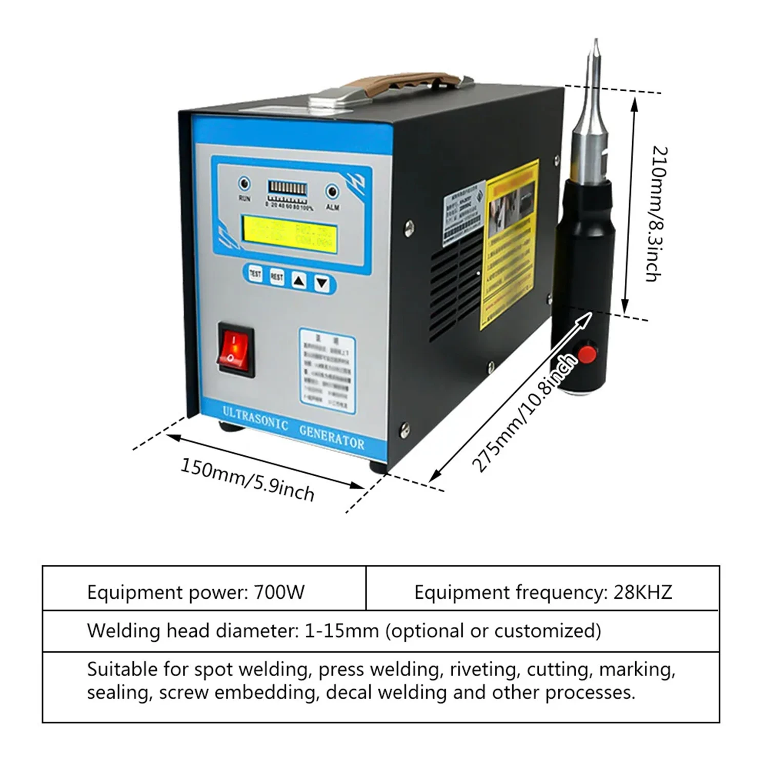 Pneumatic  Ultrasonic Plastic Spot Welding Machine 700W 110V/220V Pneumatic  Welding Equipment car body repair