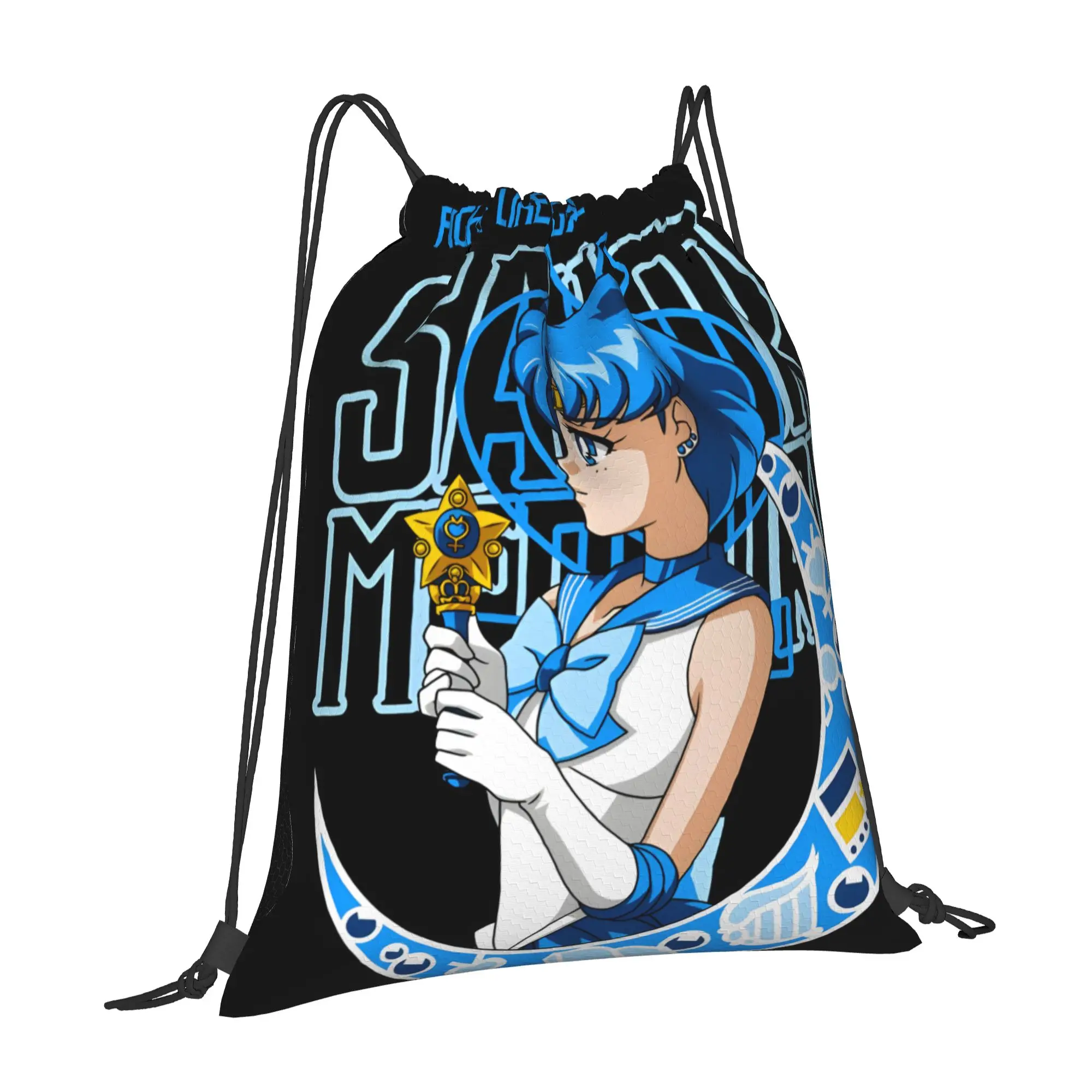 1 pc Sailor Mercury Sailor Moon Kawaii Drawstring Bags Gym Shoe Clothes Storage Multi-function Teen Portable