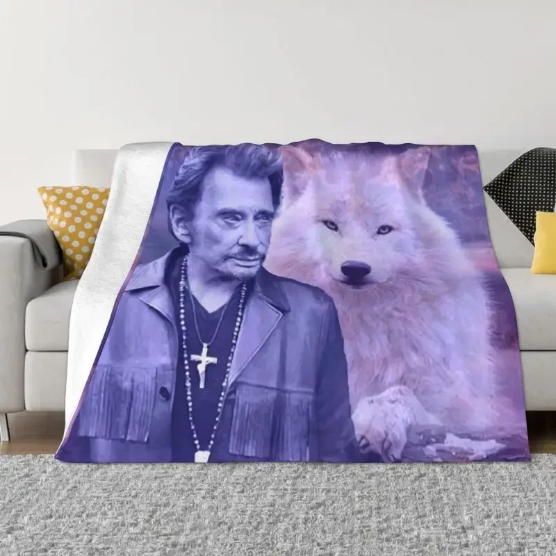 Johnny Hallyday Blankets Warm Flannel French Singer Throw Blanket for Sofa Office Bedspreads