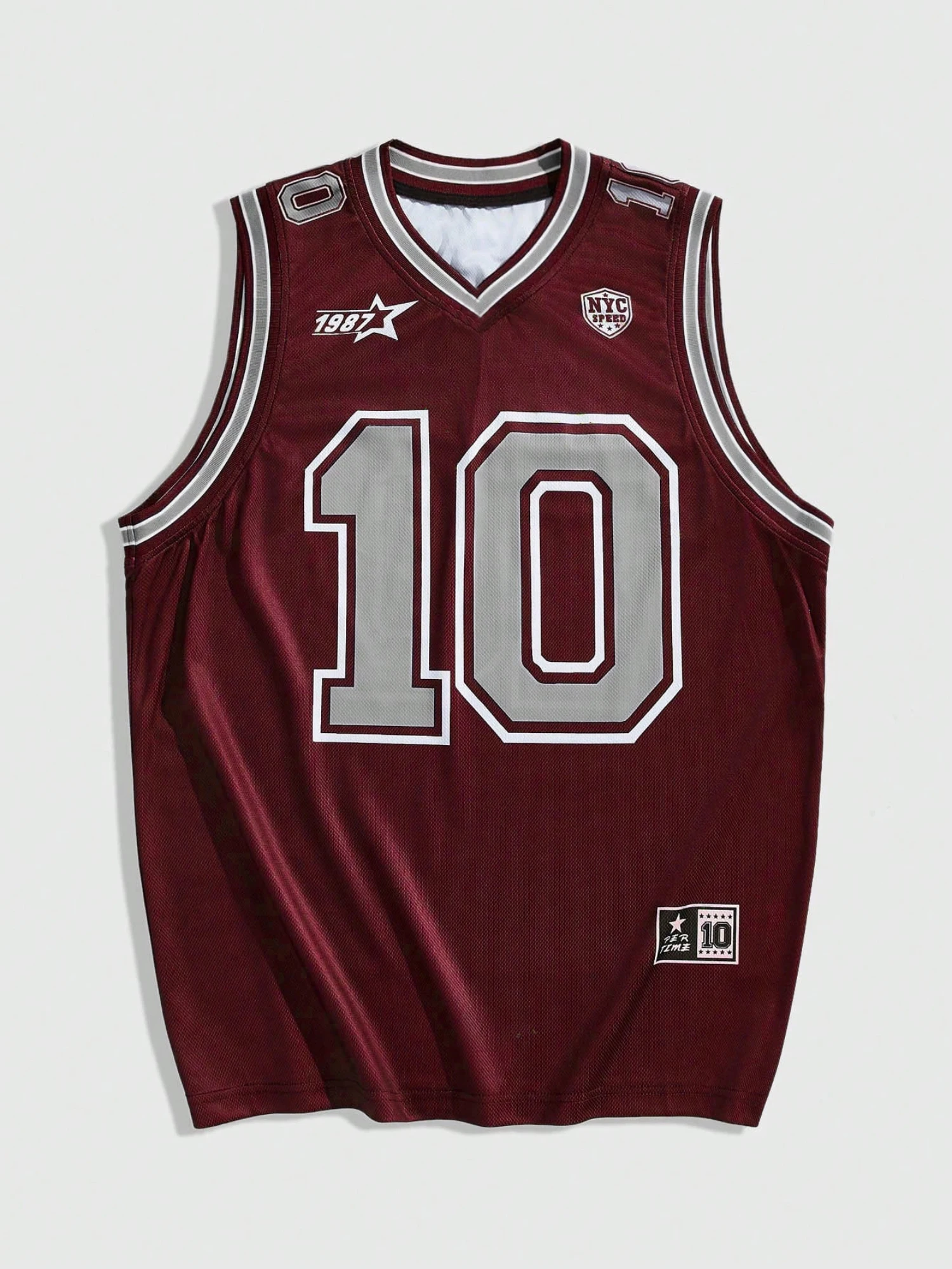 Ärmelloses T-Shirt mit V-Ausschnitt für Herren im Sommerstil, Basketball-Trikot, Weste, Retro-Nummer 10, 1987, NYC-Aufdruck, Sport-Tanktop – Detail 1