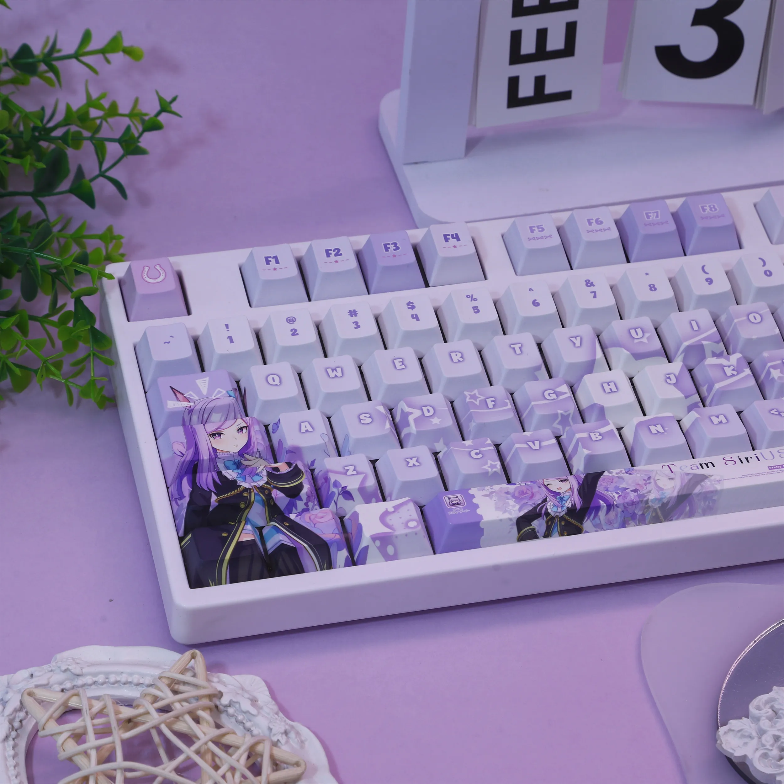 120 Keys Mejiro McQueen Keycap Pretty Derby Keycaps Anime Key CapメジロマックイーンPBT DYE-Sub Cherry Profile for Made68 Mad68 Wooting 60
