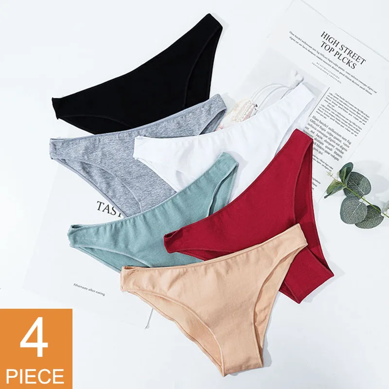 

4PCS/Set Women's Cotton Briefs Sexy Low Waist Female Underpants Elasticity Comfortable Underwear Women's Panties Lingerie