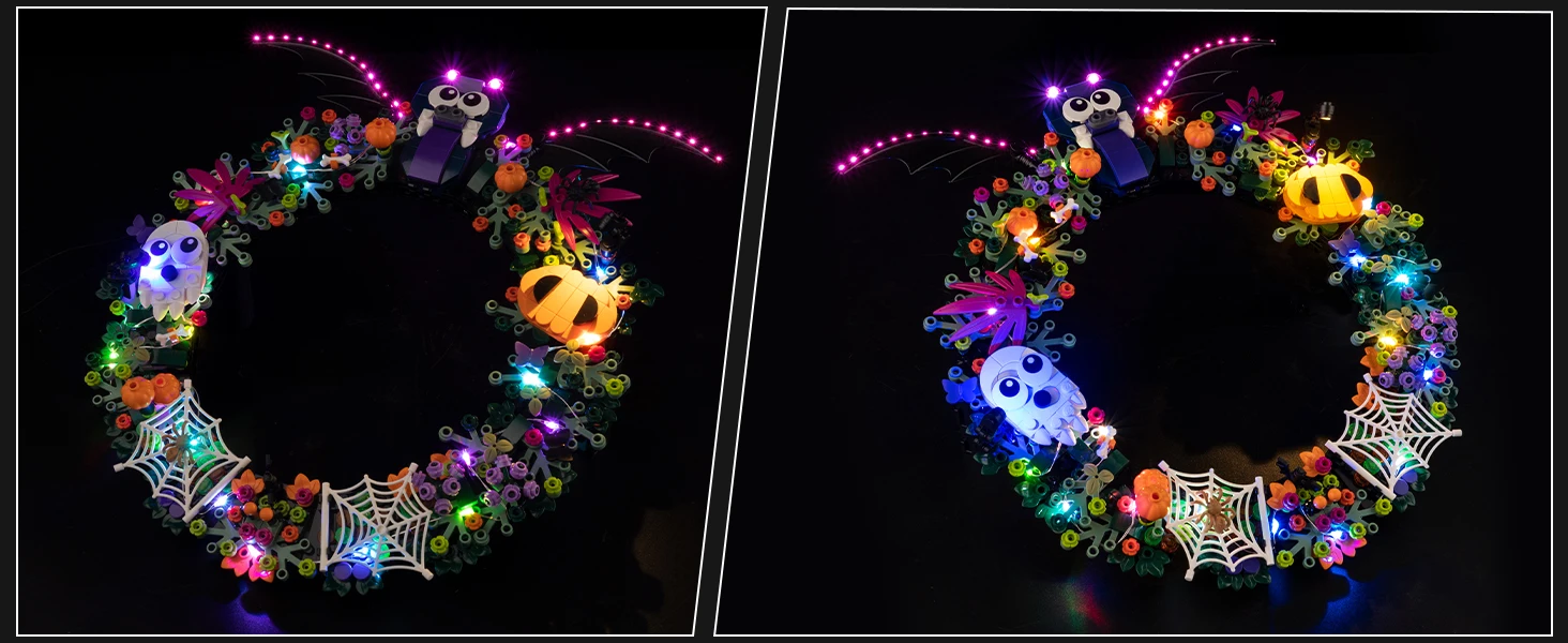 LED-Beleuchtungsset Passend für LEGO Halloween-Kranz 40825 Bausteine – Detail 2