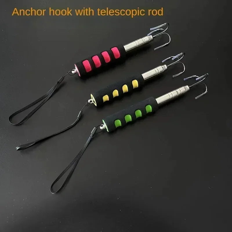 1 piece telescopic stainless steel harpoon triple hook sea fishing spear telescopic pole hook boat ice fishing squid harpoon