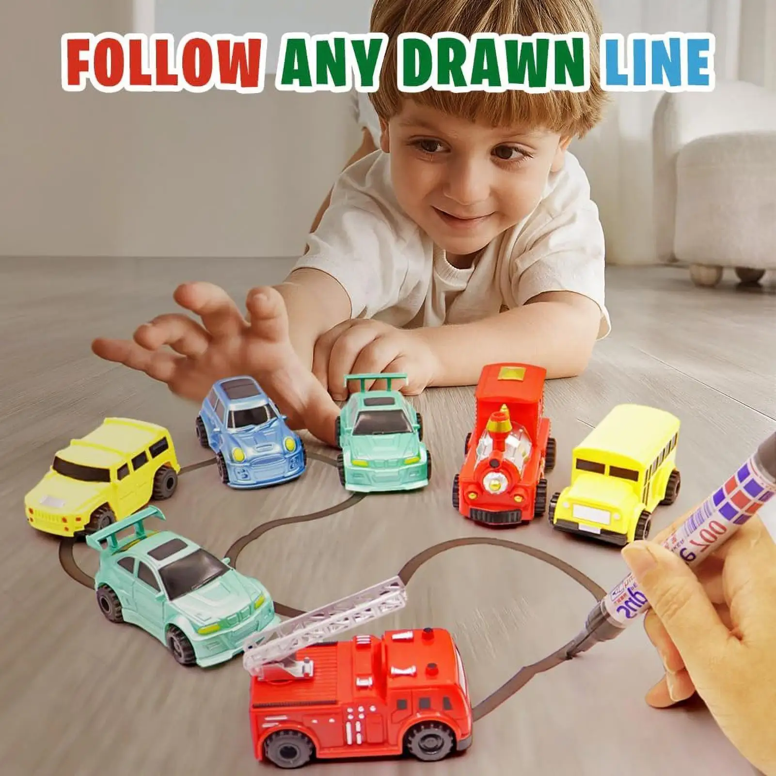 Magic Follow The Line Inductive Car Optical Sensor Logical Thinking For Kids Drawing Black Line Imaginative Creation Gift